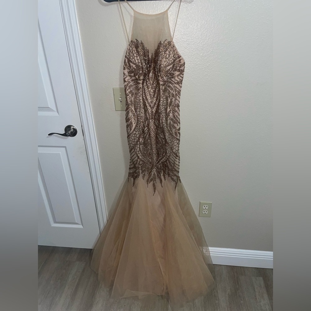 Gold Mermaid Beaded Prom Dress